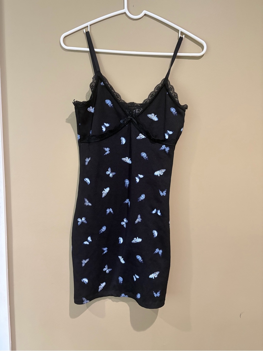 Black Butterfly Slip Dress laced detail stretchy size small